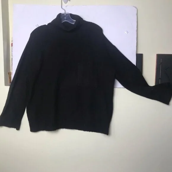 OAK + FORT Oversized Crop Mock Neck Wool Blnd Sweater Knit Turtleneck Boxy Top M - Picture 3 of 14